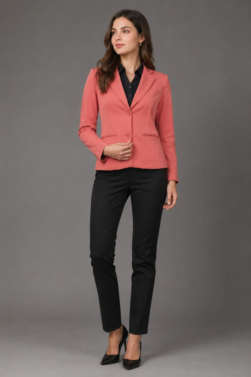 Women's Premium Slim Fit Coral Pink Formal Blazer