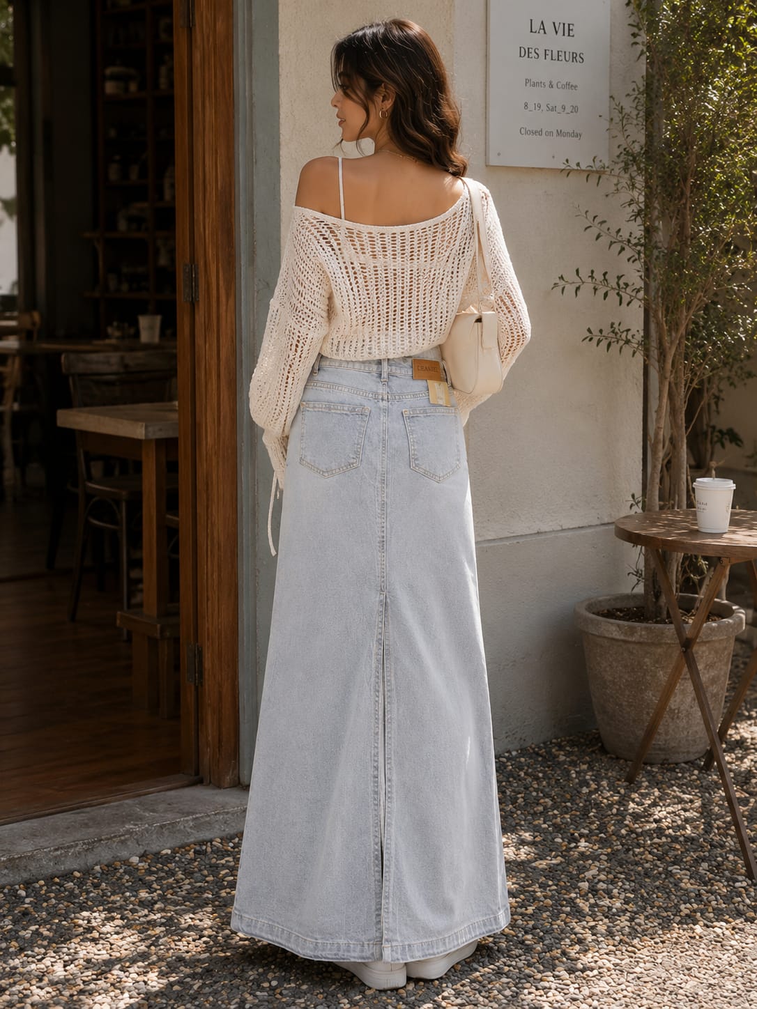 Luna Luxe High-Waist Maxi Denim Skirt – Light Wash | Premium A-Line Fit