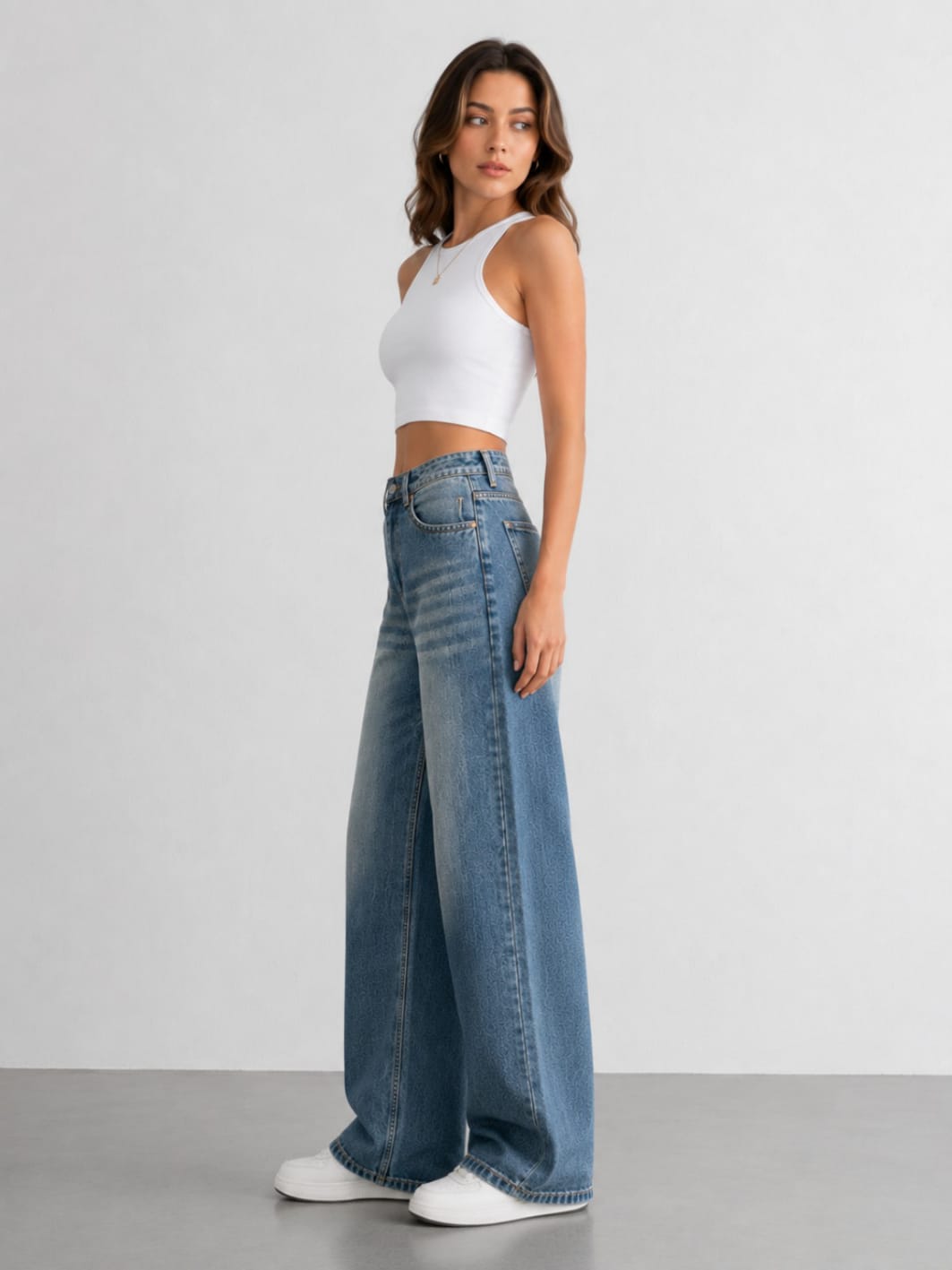 Celeste Luxe High-Waist Wide Leg Denim Jeans – Vintage Blue Wash | Premium Relaxed Fit
